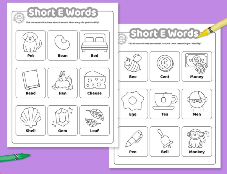 Short E Words Printable Facebook