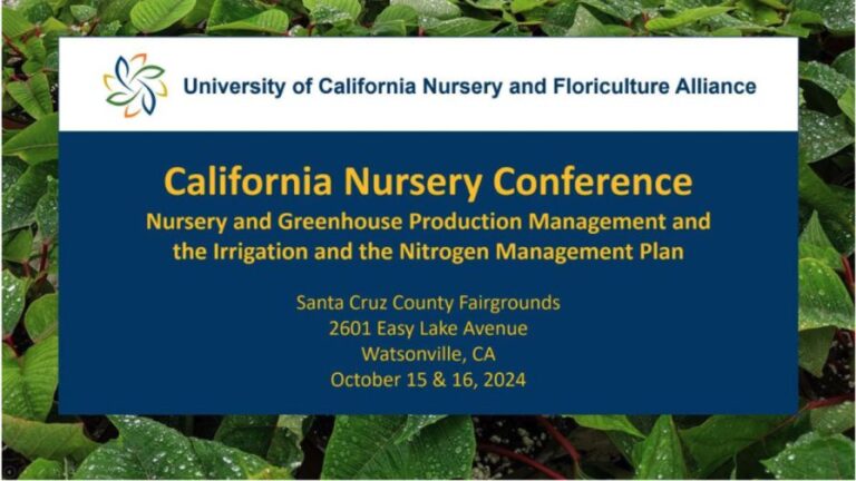 University of California Nursery and Floriculture Alliance UCNFA annual 2024 California Nursery Conference even infographic image