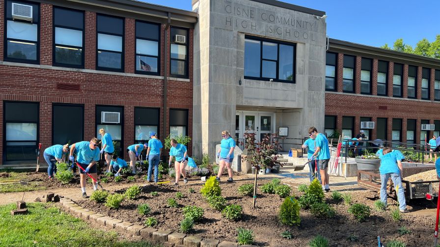 Home Nursery Endless Summer Hydrangea community planting and Cisne High School