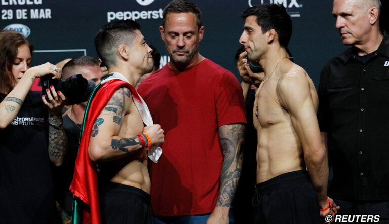 brandon moreno vs steve erceg ufc on espn 64 ceremonial weigh ins faceoff 2